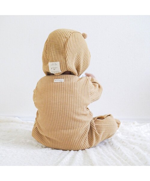 apres les cours（アプレレクール）の「足つきリブカバーオール（ロンパース・キッズ・ダークブラウン/ブラウン/イエロー/ブルー/アイボリー・80/70/60）」の7枚目の写真