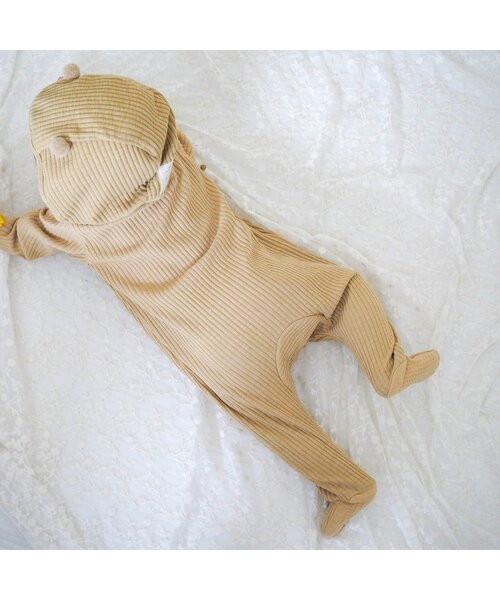 apres les cours（アプレレクール）の「足つきリブカバーオール（ロンパース・キッズ・ダークブラウン/ブラウン/イエロー/ブルー/アイボリー・80/70/60）」の8枚目の写真