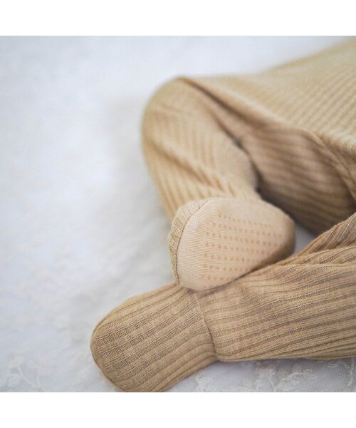 apres les cours（アプレレクール）の「足つきリブカバーオール（ロンパース・キッズ・ダークブラウン/ブラウン/イエロー/ブルー/アイボリー・80/70/60）」の9枚目の写真