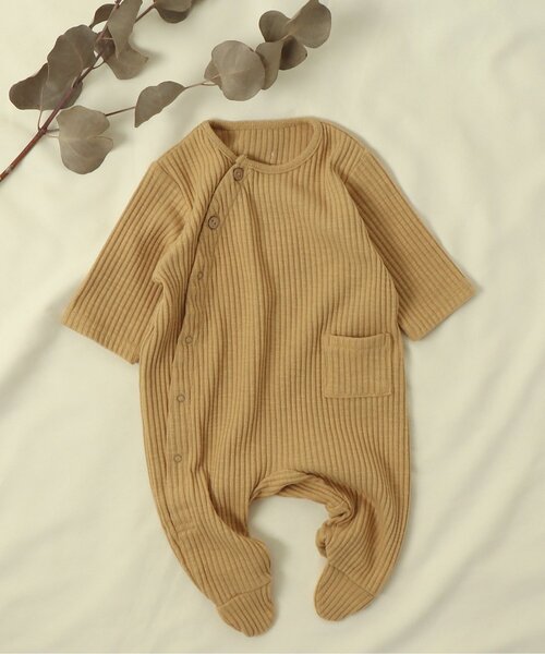 apres les cours（アプレレクール）の「足つきリブカバーオール（ロンパース・キッズ・ダークブラウン/ブラウン/イエロー/ブルー/アイボリー・80/70/60）」の10枚目の写真