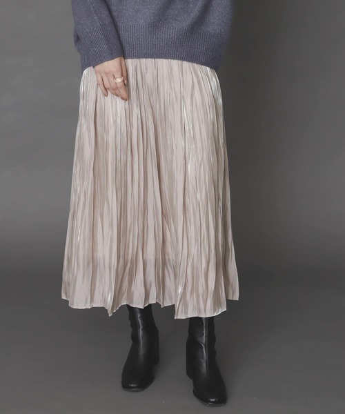 SENSE OF PLACE by URBAN RESEARCH(センスオブプレイスバイアーバンリサーチ)の「シャイニープリーツスカート(スカート・レディース・ライトブルー/ベージュ/キャメル/ネイビー・ONE)」の10枚目の写真