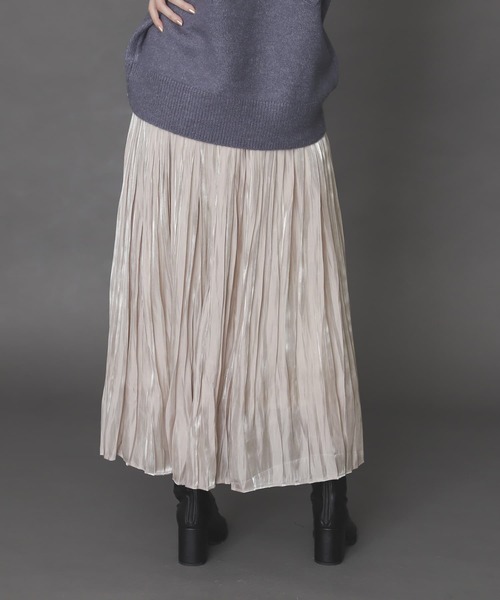 SENSE OF PLACE by URBAN RESEARCH(センスオブプレイスバイアーバンリサーチ)の「シャイニープリーツスカート(スカート・レディース・ライトブルー/ベージュ/キャメル/ネイビー・ONE)」の12枚目の写真