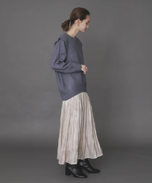 SENSE OF PLACE by URBAN RESEARCH(センスオブプレイスバイアーバンリサーチ)の「シャイニープリーツスカート(スカート・レディース・ライトブルー/ベージュ/キャメル/ネイビー・ONE)」の9枚目の写真
