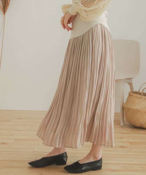 SENSE OF PLACE by URBAN RESEARCH(センスオブプレイスバイアーバンリサーチ)の「シャイニープリーツスカート(スカート・レディース・ライトブルー/ベージュ/キャメル/ネイビー・ONE)」の7枚目の写真