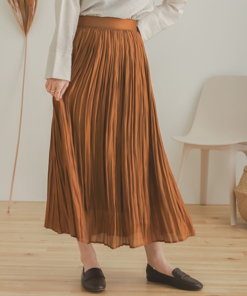 SENSE OF PLACE by URBAN RESEARCH(センスオブプレイスバイアーバンリサーチ)の「シャイニープリーツスカート(スカート・レディース・ライトブルー/ベージュ/キャメル/ネイビー・ONE)」の17枚目の写真