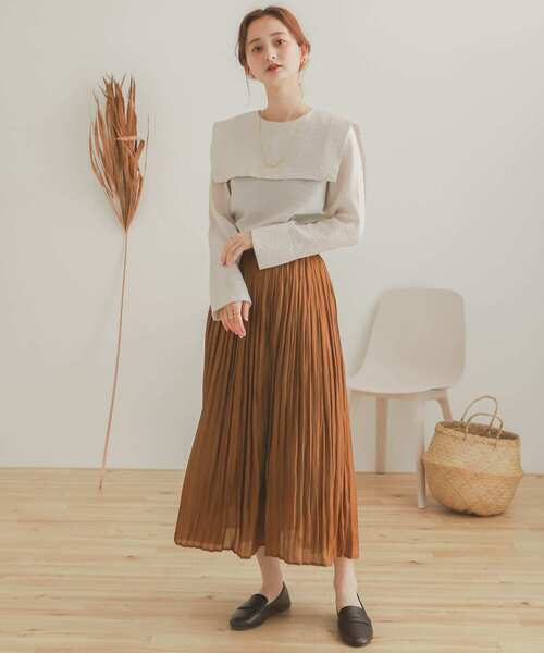 SENSE OF PLACE by URBAN RESEARCH(センスオブプレイスバイアーバンリサーチ)の「シャイニープリーツスカート(スカート・レディース・ライトブルー/ベージュ/キャメル/ネイビー・ONE)」の18枚目の写真
