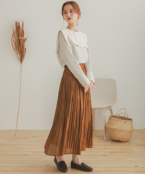 SENSE OF PLACE by URBAN RESEARCH(センスオブプレイスバイアーバンリサーチ)の「シャイニープリーツスカート(スカート・レディース・ライトブルー/ベージュ/キャメル/ネイビー・ONE)」の19枚目の写真