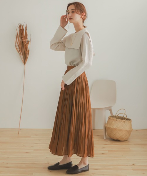 SENSE OF PLACE by URBAN RESEARCH(センスオブプレイスバイアーバンリサーチ)の「シャイニープリーツスカート(スカート・レディース・ライトブルー/ベージュ/キャメル/ネイビー・ONE)」の20枚目の写真