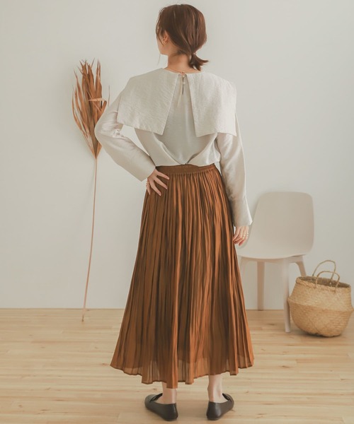 SENSE OF PLACE by URBAN RESEARCH(センスオブプレイスバイアーバンリサーチ)の「シャイニープリーツスカート(スカート・レディース・ライトブルー/ベージュ/キャメル/ネイビー・ONE)」の21枚目の写真