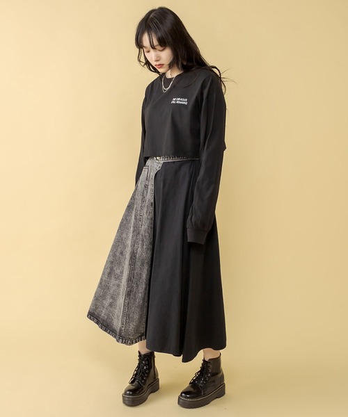 RASVOA（ラスボア）の「ハーフ切替ミモレスカート（スカート・レディース・ブラック/アイボリー・FREE）」の9枚目の写真