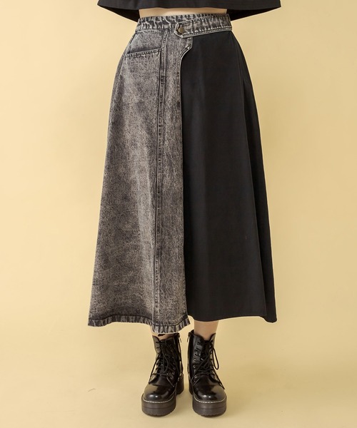 RASVOA（ラスボア）の「ハーフ切替ミモレスカート（スカート・レディース・ブラック/アイボリー・FREE）」の14枚目の写真