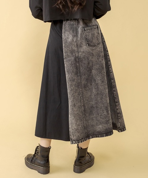 RASVOA（ラスボア）の「ハーフ切替ミモレスカート（スカート・レディース・ブラック/アイボリー・FREE）」の6枚目の写真