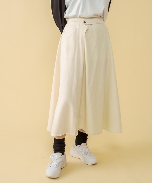 RASVOA（ラスボア）の「ハーフ切替ミモレスカート（スカート・レディース・ブラック/アイボリー・FREE）」の7枚目の写真
