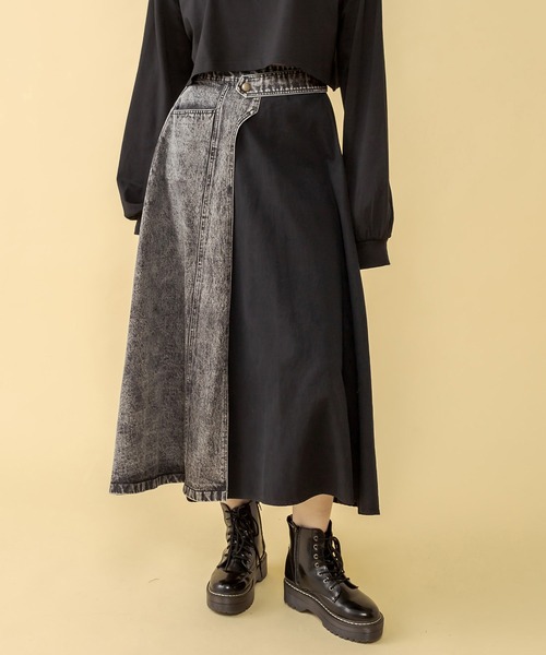 RASVOA（ラスボア）の「ハーフ切替ミモレスカート（スカート・レディース・ブラック/アイボリー・FREE）」の15枚目の写真