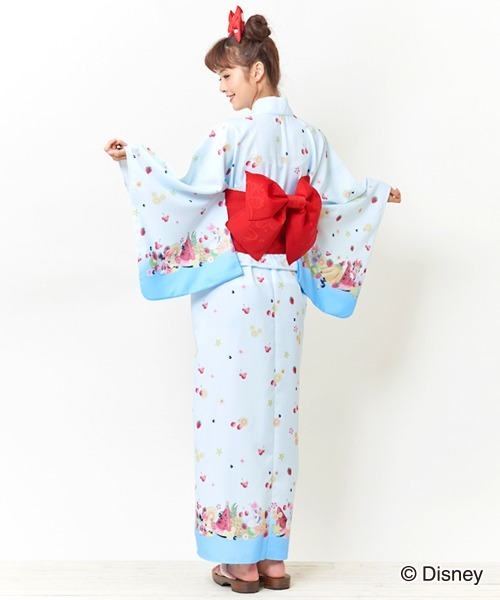 Disney(ディズニー)の「Disney(ディズニー)トロピカル浴衣(ミニー&デイジー&クラリスver.)(浴衣・レディース・イエロー/ブルー・MEDIUM)」の6枚目の写真