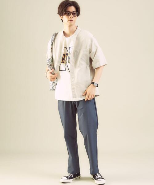 green label relaxing(グリーンレーベルリラクシング)の「OLT<green label relaxing>ALBINI C/L バンドカラー 半袖 シャツ(シャツ/ブラウス・メンズ・ブラック/コバルトブルー/ベージュ/オリーブ・MEDIUM/SMALL/LARGE/X-LARGE)」の10枚目の写真