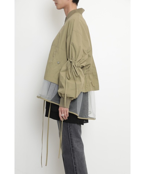 OKIRAKU(オキラク)の「メッシュレイヤードジップブルゾン(ブルゾン・レディース・ブラック/カーキ・ONE SIZE)」の3枚目の写真