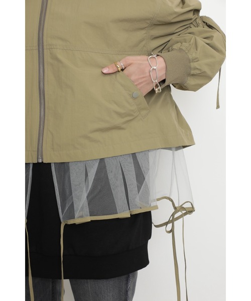 OKIRAKU(オキラク)の「メッシュレイヤードジップブルゾン(ブルゾン・レディース・ブラック/カーキ・ONE SIZE)」の7枚目の写真