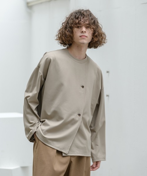 Alcindor Materials（アルシンダーマテリアルズ）の「micro suede poncho T shirts/マイクロスウェードポンチョTシャツ（Tシャツ/カットソー・メンズ・ベージュ/ブラウン・MEDIUM/LARGE）」の20枚目の写真