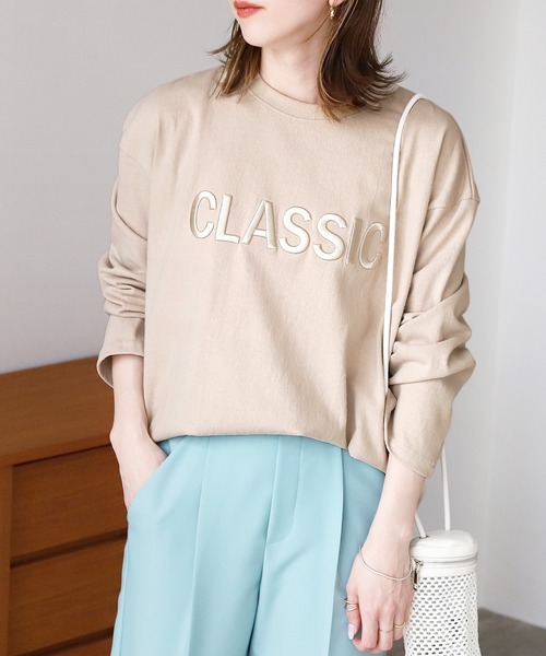 reca（レカ）の「立体ロゴ刺繍ロングスリーブTシャツ（Tシャツ/カットソー・レディース・チャコール/ブラック/オフホワイト/ベージュ・FREE）」の4枚目の写真