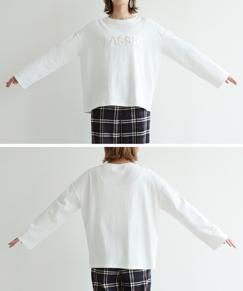 reca（レカ）の「立体ロゴ刺繍ロングスリーブTシャツ（Tシャツ/カットソー・レディース・チャコール/ブラック/オフホワイト/ベージュ・FREE）」の10枚目の写真