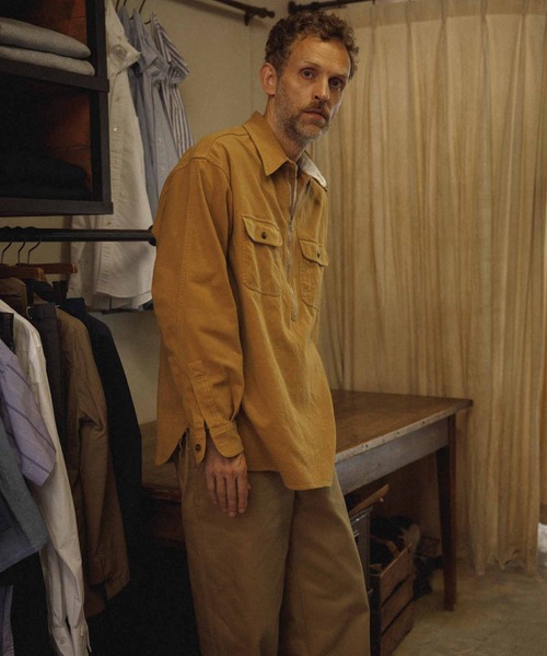 WILD LIFE TAILOR Adam et Rope'(ワイルドテーラーアダムエロペ )の「【WILD LIFE TAILOR】ヘビーネル ハーフジップ プルオーバーシャツ(シャツ/ブラウス・メンズ・ブラック/イエロー系その他3・M/L)」の6枚目の写真