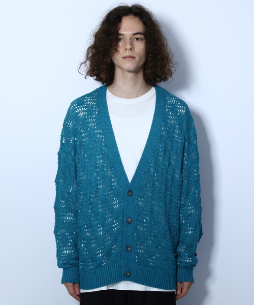 HARE（ハレ）の「スカシアミガラニットカーデ(HARE)（カーディガン/ボレロ・メンズ・ブラック/ブラウン/エメラルド・FREE）」の18枚目の写真