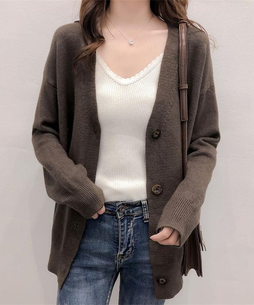 MAISON DE THERESE（メゾン ド テレーズ）の「柔らかいニットカーディガン（カーディガン/ボレロ・レディース・ブラック/モカ/ブラウン/グレー・MEDIUM）」の3枚目の写真