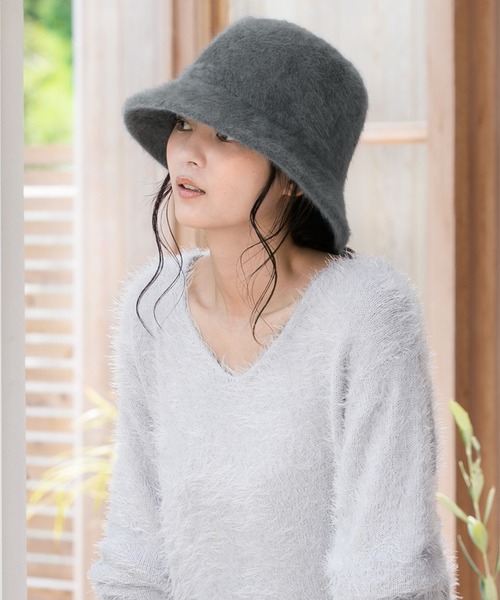 QUEENHEAD（クイーンヘッド）の「ファーバケットハット（ハット・レディース・ダークグレー/ブラック/オフホワイト/オリーブ/グレー/モカ/ライトグレー/ライトブラウン・FREE）」の6枚目の写真