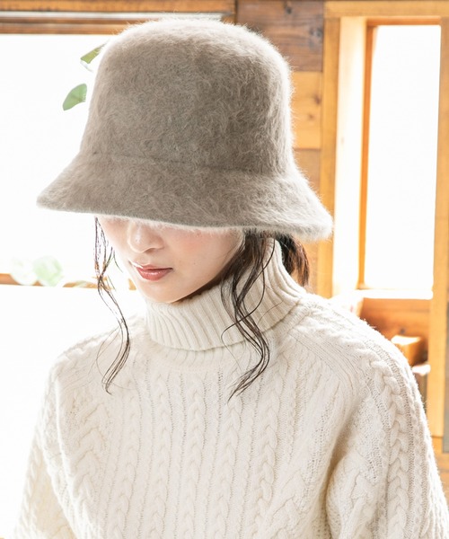 QUEENHEAD（クイーンヘッド）の「ファーバケットハット（ハット・レディース・ダークグレー/ブラック/オフホワイト/オリーブ/グレー/モカ/ライトグレー/ライトブラウン・FREE）」の8枚目の写真