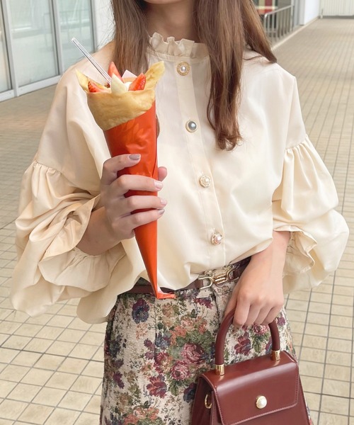 apres jour（アプレジュール）の「いろいろボタンフリルハイネックブラウス【ZOZOTOWN限定アイテム】（シャツ/ブラウス・レディース・ブラック/アイボリー/オフホワイト・フリー/X-LARGE）」の14枚目の写真