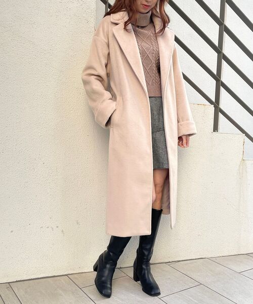 MAJESTIC LEGON（マジェスティックレゴン）の「Ladyロングガウンコート（その他アウター・レディース・アイボリー/グレイッシュベージュ/ピンクベージュ/ライトグリーン・SMALL/MEDIUM）」の4枚目の写真