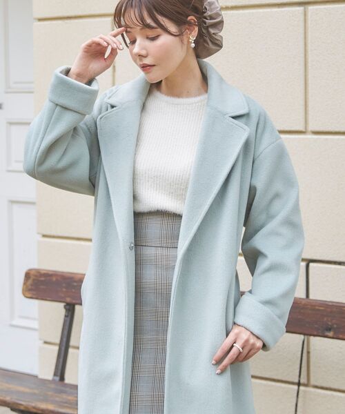 MAJESTIC LEGON（マジェスティックレゴン）の「Ladyロングガウンコート（その他アウター・レディース・アイボリー/グレイッシュベージュ/ピンクベージュ/ライトグリーン・SMALL/MEDIUM）」の7枚目の写真