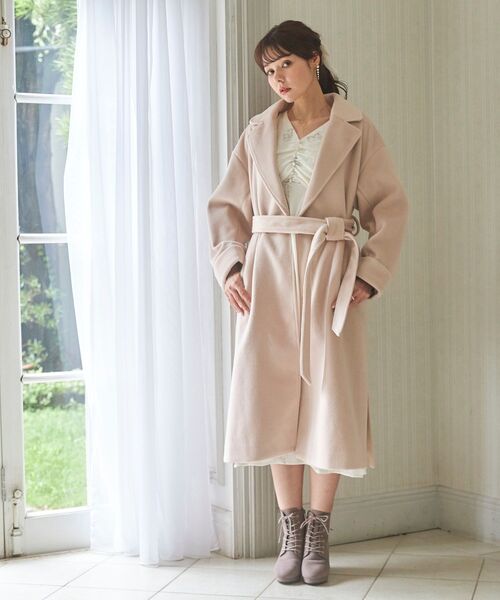 MAJESTIC LEGON（マジェスティックレゴン）の「Ladyロングガウンコート（その他アウター・レディース・アイボリー/グレイッシュベージュ/ピンクベージュ/ライトグリーン・SMALL/MEDIUM）」の8枚目の写真