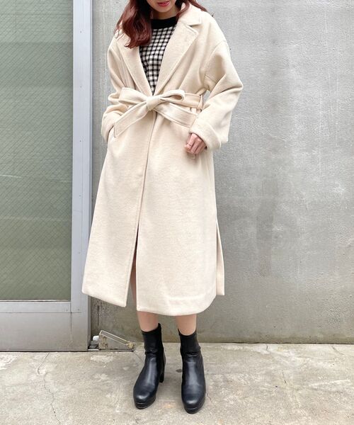 MAJESTIC LEGON（マジェスティックレゴン）の「Ladyロングガウンコート（その他アウター・レディース・アイボリー/グレイッシュベージュ/ピンクベージュ/ライトグリーン・SMALL/MEDIUM）」の9枚目の写真