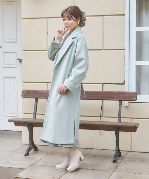 MAJESTIC LEGON（マジェスティックレゴン）の「Ladyロングガウンコート（その他アウター・レディース・アイボリー/グレイッシュベージュ/ピンクベージュ/ライトグリーン・SMALL/MEDIUM）」の17枚目の写真