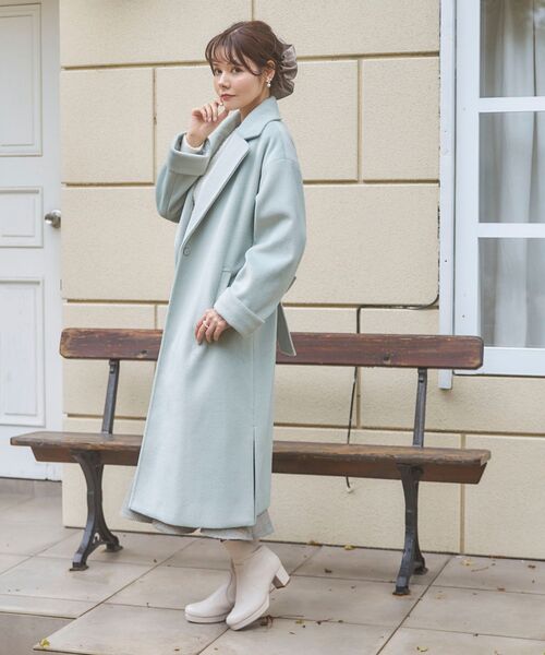 MAJESTIC LEGON（マジェスティックレゴン）の「Ladyロングガウンコート（その他アウター・レディース・アイボリー/グレイッシュベージュ/ピンクベージュ/ライトグリーン・SMALL/MEDIUM）」の20枚目の写真