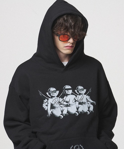 LIBERE(リベーレ)の「LIBERE リベーレ / ANGEL BABIES HOODIE ビッグシルエットエンジェルベイビーズプリントフーディー パーカー / 215240-215241-215242(パーカー・レディース・ブラック/カーキ/アイボリー・SMALL/MEDIUM/LARGE)」の2枚目の写真