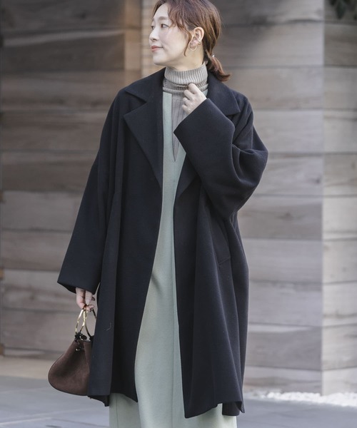 F by ROSSO（エフバイロッソ）の「F by ROSSO　サーモライトオーバーミドルコート（その他アウター・レディース・ブラック/ブラウン/グレー系その他・FREE）」の2枚目の写真