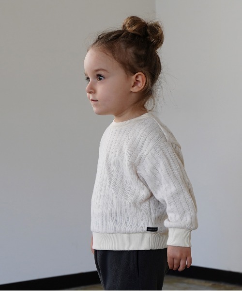 quoti use fith（クゥオティ　ユース　フィス）の「フワツブリブ クルーネック長袖スウェット（スウェット・キッズ・アイボリー/ブラウン/ブルー・100/80/120/90/130/110）」の2枚目の写真