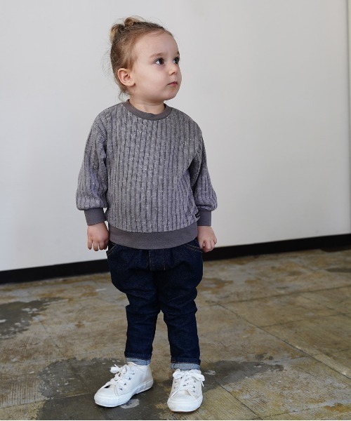 quoti use fith（クゥオティ　ユース　フィス）の「フワツブリブ クルーネック長袖スウェット（スウェット・キッズ・アイボリー/ブラウン/ブルー・100/80/120/90/130/110）」の11枚目の写真