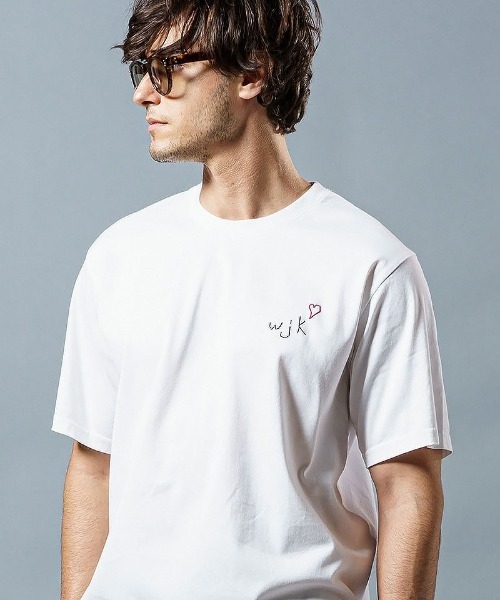wjk(ダヴルジェイケイ)の「mt7485-heart warming T Tシャツ(Tシャツ/カットソー・メンズ・ブラック/カーキ/ホワイト/トップグレー・XL/M/L/S)」の1枚目の写真