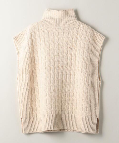 ASTRAET(アストラット)の「<ASTRAET(アストラット)>W/N 3G ケーブル ハイネック ノースリーブニット(ベスト・レディース・ダークグレー/ナチュラル/ライトピンク・FREE)」の4枚目の写真