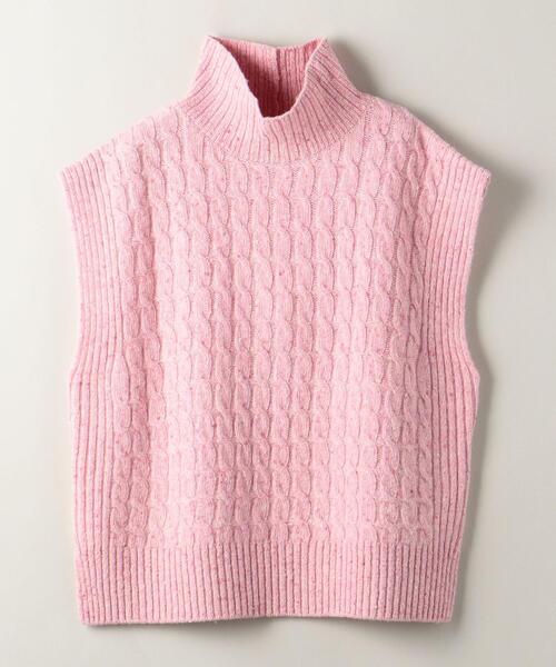 ASTRAET(アストラット)の「<ASTRAET(アストラット)>W/N 3G ケーブル ハイネック ノースリーブニット(ベスト・レディース・ダークグレー/ナチュラル/ライトピンク・FREE)」の16枚目の写真