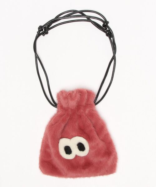 EARTH MADE（アースメイド）の「FUR 巾着スモール BAG（トートバッグ・キッズ・ブラック/ブラウン/レッド/ライトピンク/イエロー・FREE）」の4枚目の写真