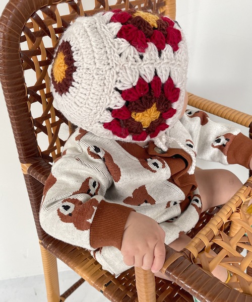 SANSeLF（サンセルフ）の「【SANSeLF】color croche knit bonnet sank21a013（その他ベビー用品・キッズ・ホワイト系その他/ブラック系その他・FREE）」の3枚目の写真