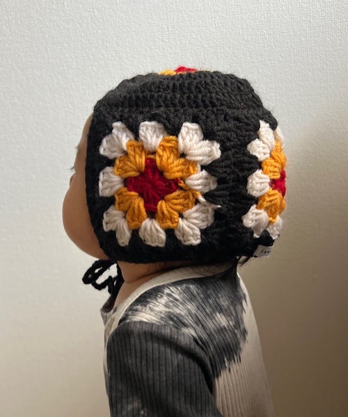 SANSeLF（サンセルフ）の「【SANSeLF】color croche knit bonnet sank21a013（その他ベビー用品・キッズ・ホワイト系その他/ブラック系その他・FREE）」の4枚目の写真