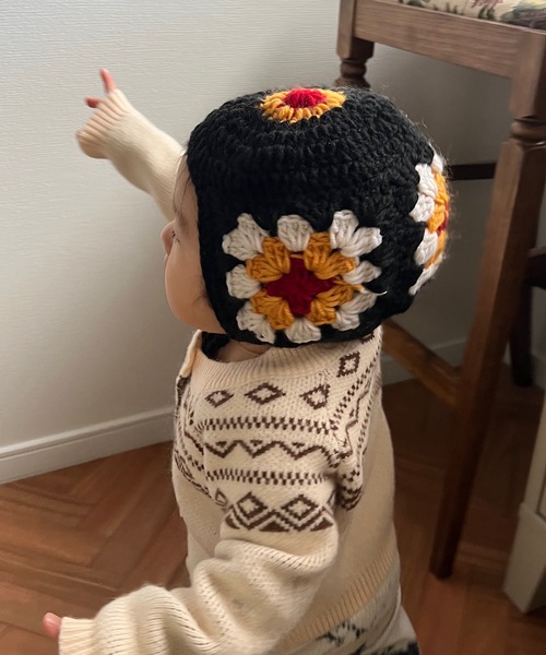 SANSeLF（サンセルフ）の「【SANSeLF】color croche knit bonnet sank21a013（その他ベビー用品・キッズ・ホワイト系その他/ブラック系その他・FREE）」の5枚目の写真