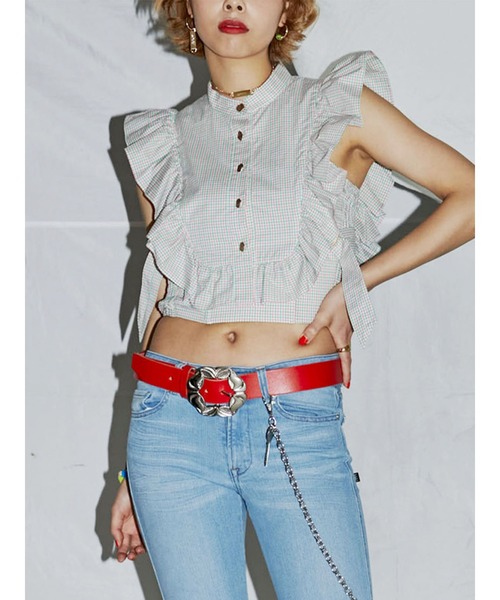 PAMEO POSE（パメオポーズ）の「Multi Collar Top（シャツ/ブラウス・レディース・レッド/グリーン・FREE）」の2枚目の写真