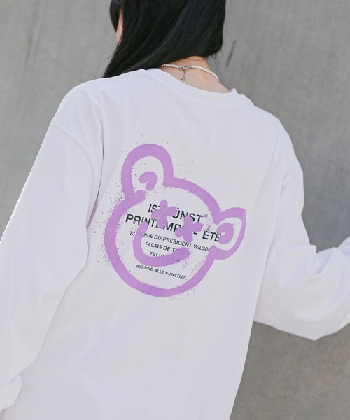 ISTKUNST(イストクンスト)の「【UNISEX】ISTKUNST/BEAR&SMILEYロンT 2256193(Tシャツ/カットソー・レディース・ホワイト/ブラック/ライトグレー・SMALL/MEDIUM/LARGE)」の2枚目の写真